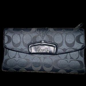 Coach Signature Canvas and Leather Wallet with Checkbook Cover